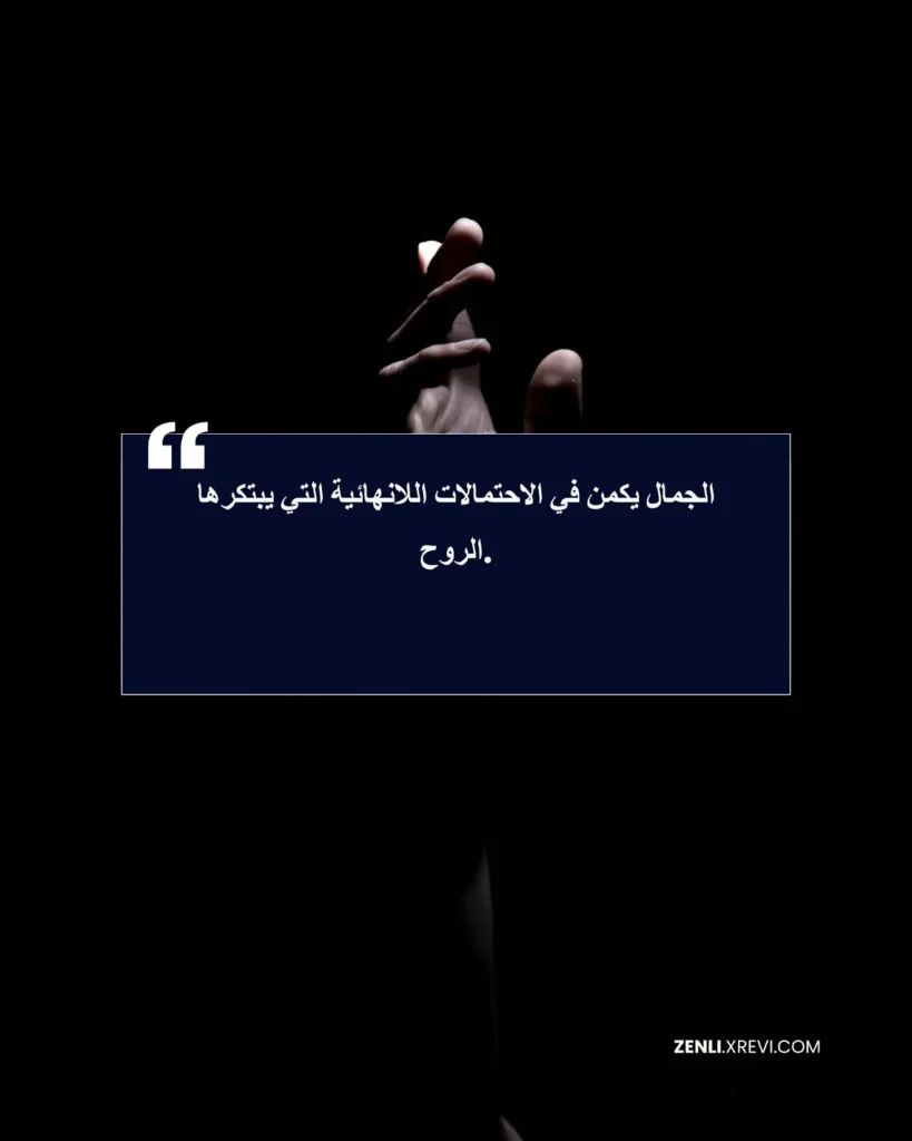 الجمال يكمن في الاحتمالات اللانهائية التي يبتكرها الروح.