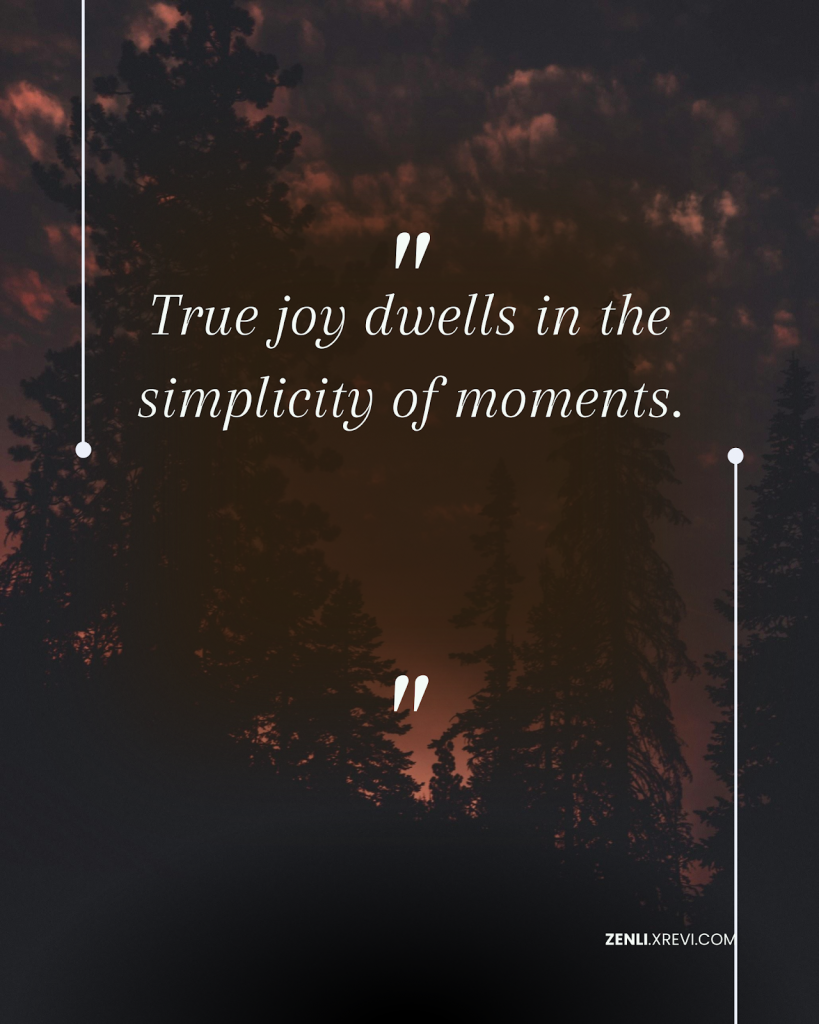 True joy dwells in the simplicity of moments.