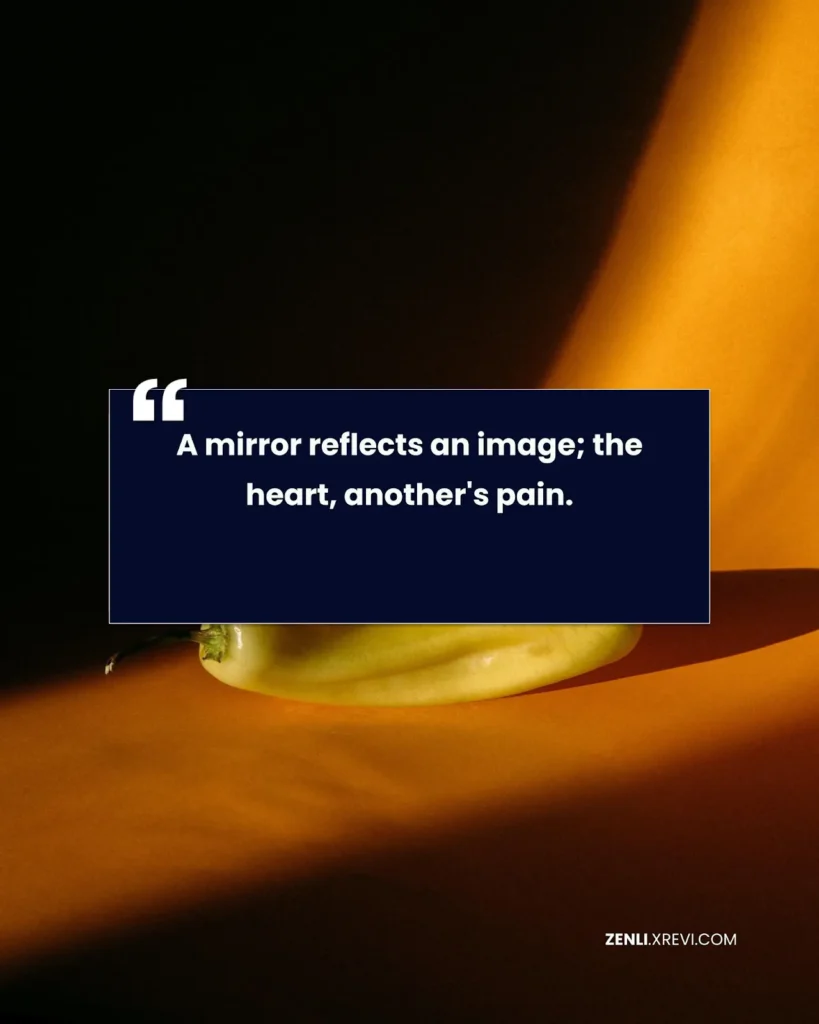 A mirror reflects an image; the heart, another’s pain.