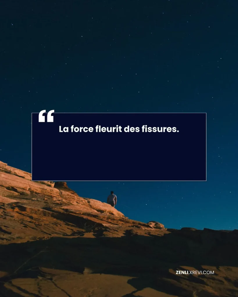 La force fleurit des fissures.