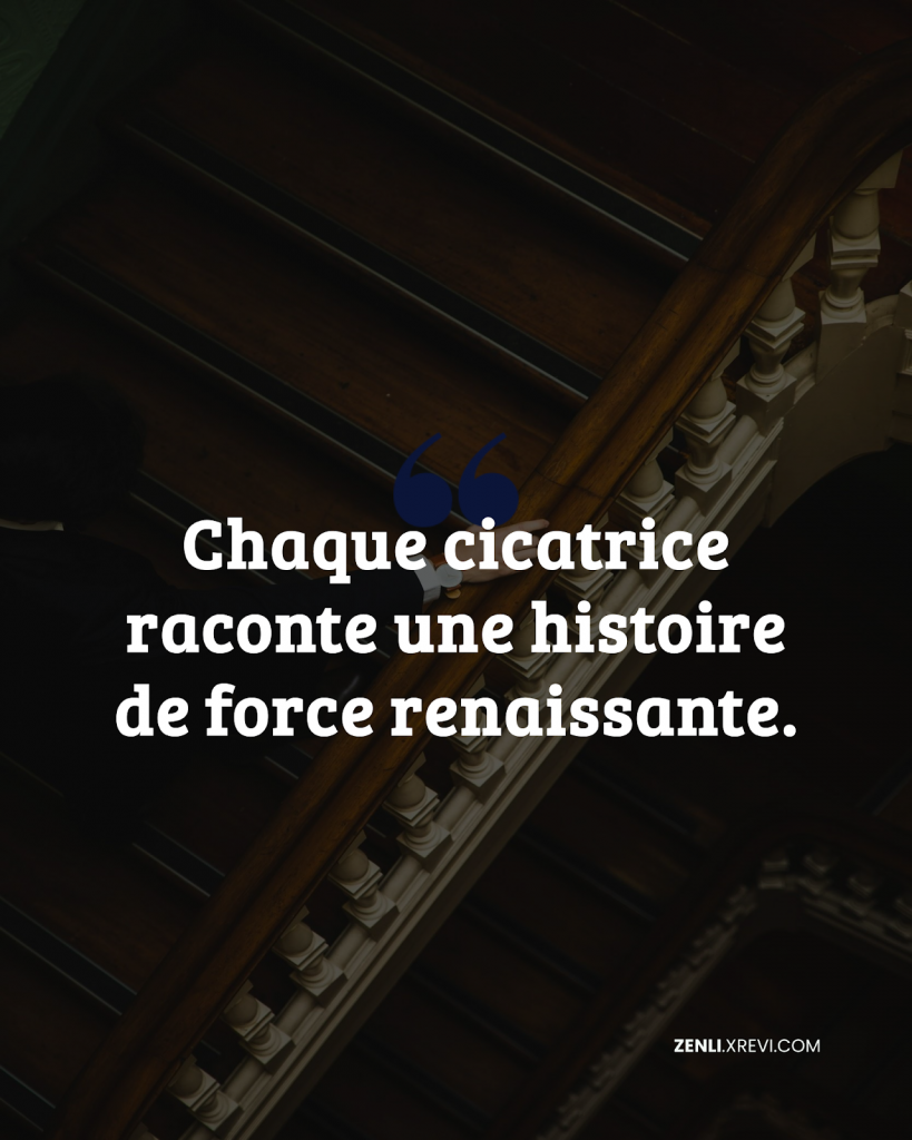 Chaque cicatrice raconte une histoire de force renaissante.