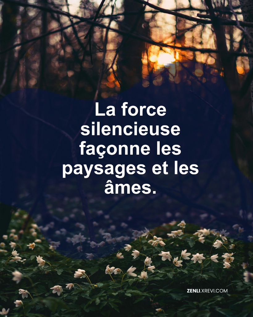 La force silencieuse façonne les paysages et les âmes.