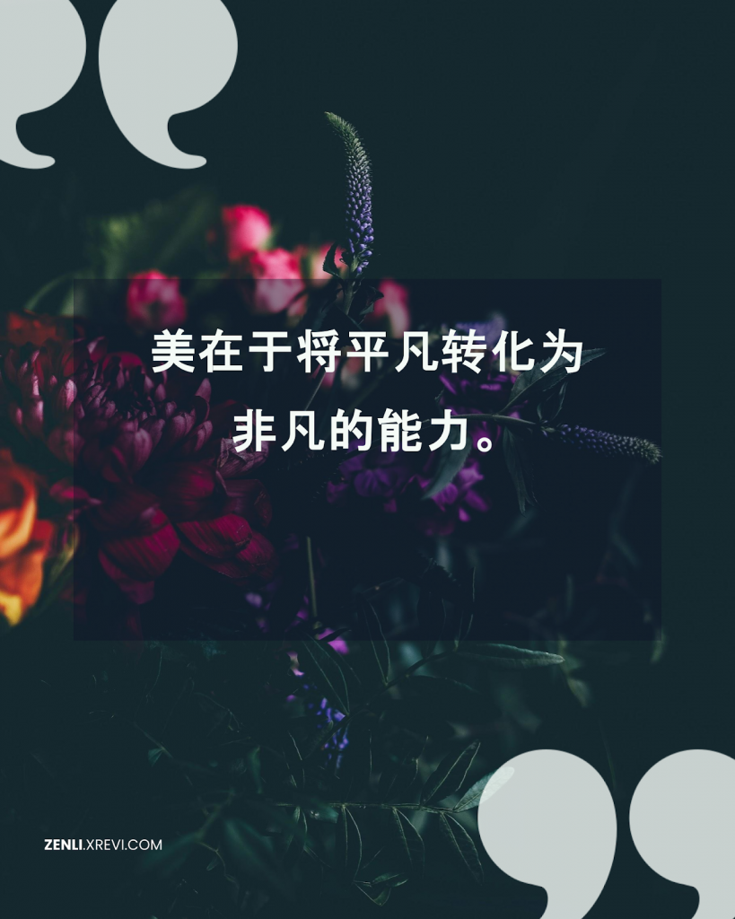 美在于将平凡转化为非凡的能力。
