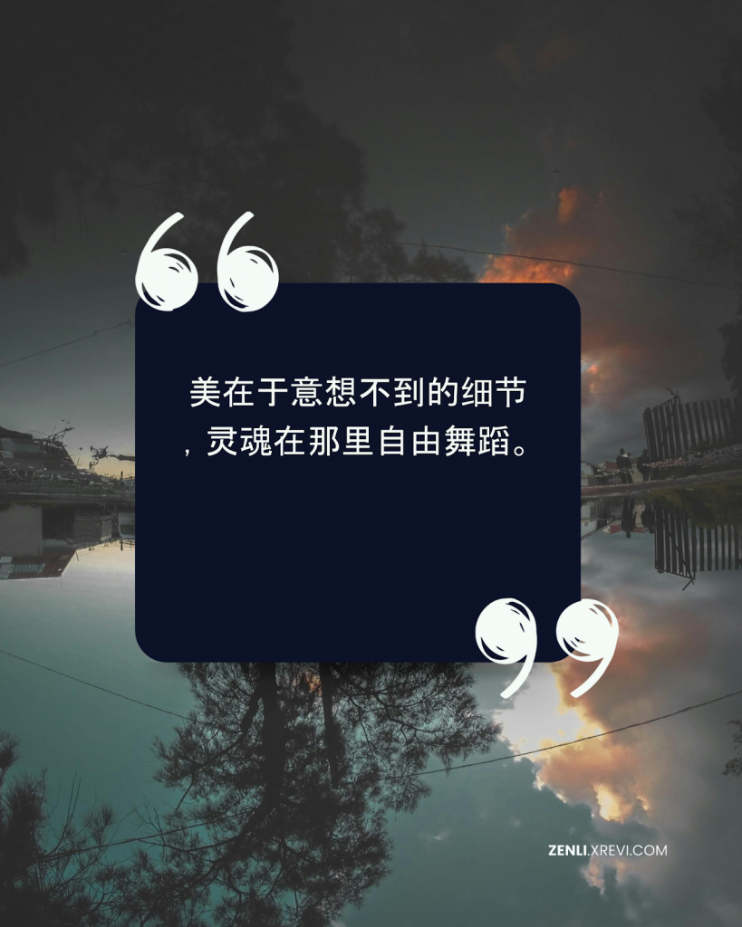 美在于意想不到的细节，灵魂在那里自由舞蹈。